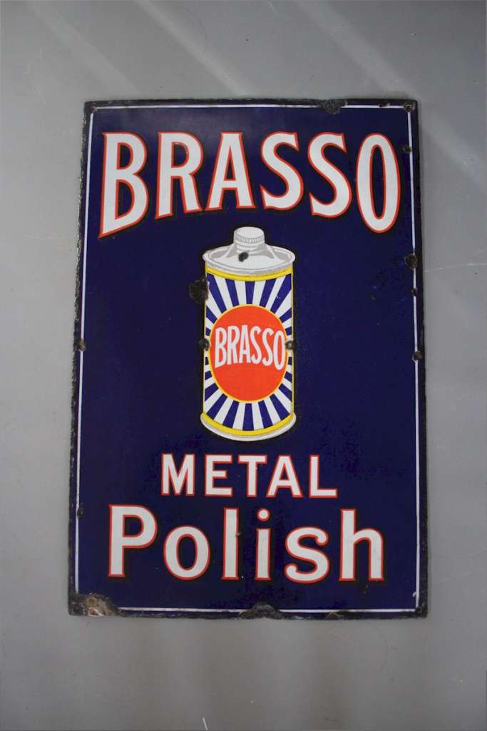 Enamel Advertising Sign Brasso Metal Polish