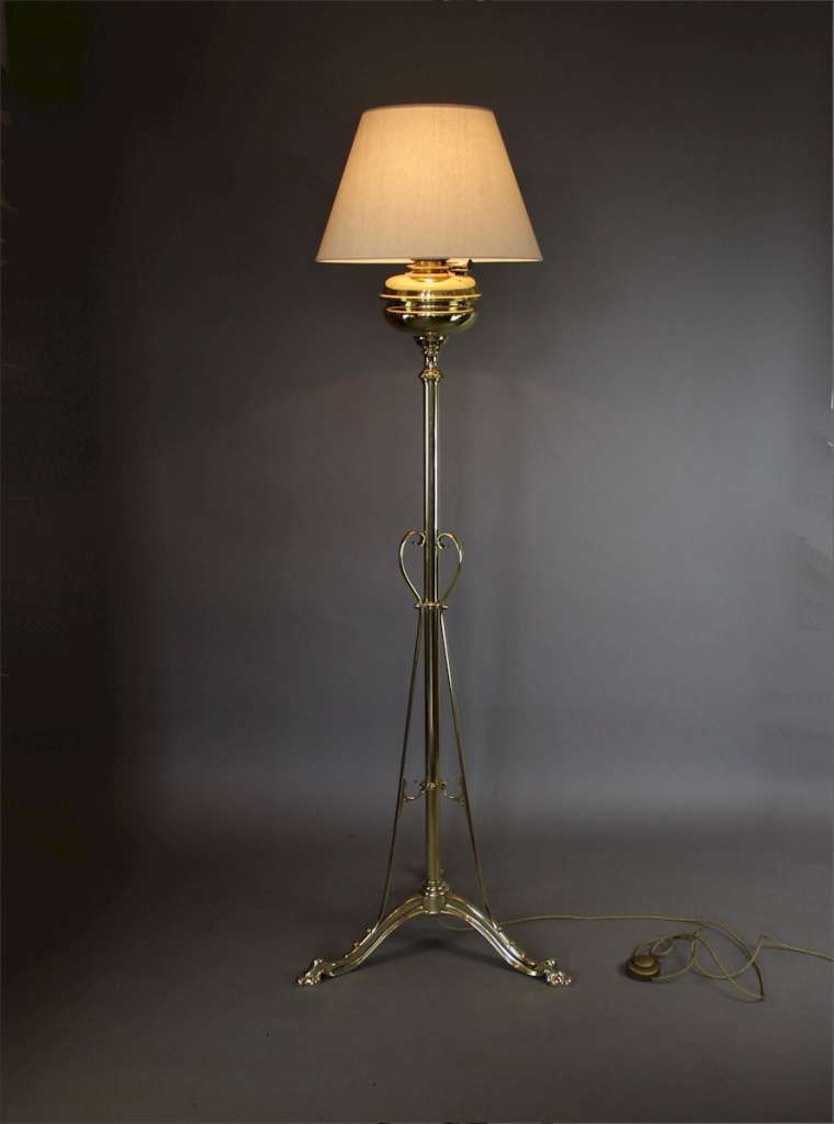Victorian brass standard floor lamp