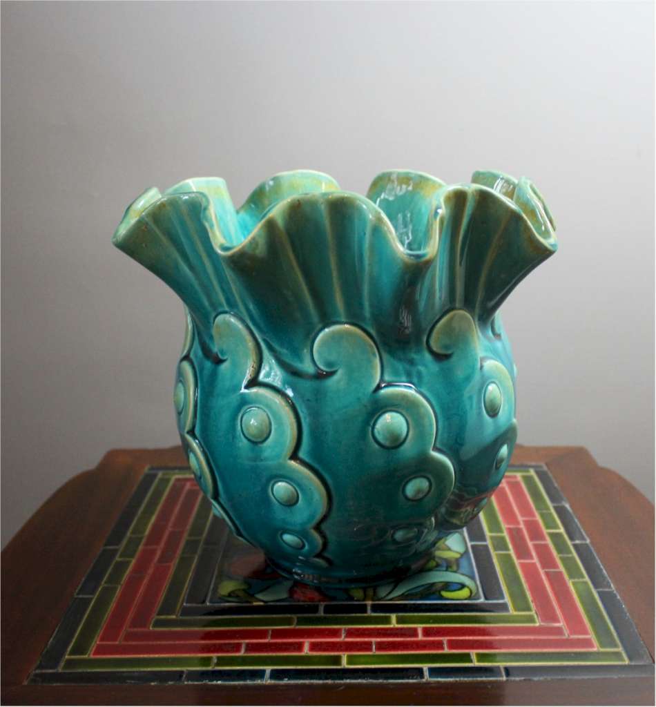 Aesthetic vase by Bretby turquoise colour