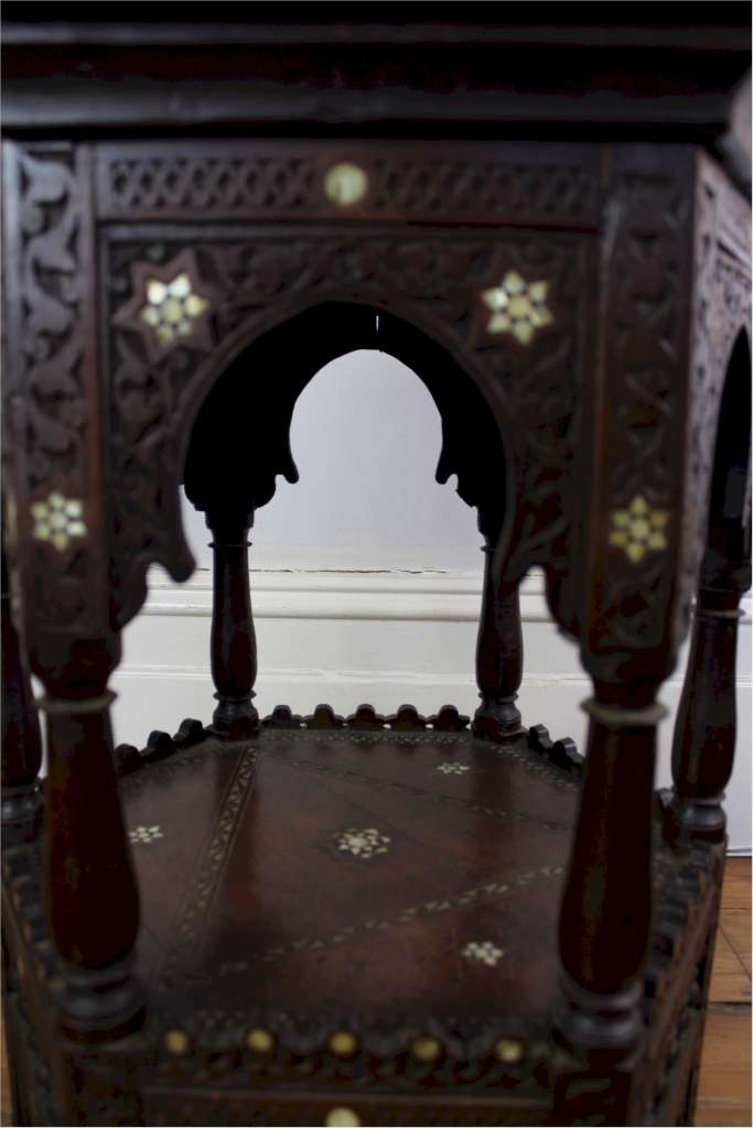 Antique Moorish , Eastern occasional table with bone inlay