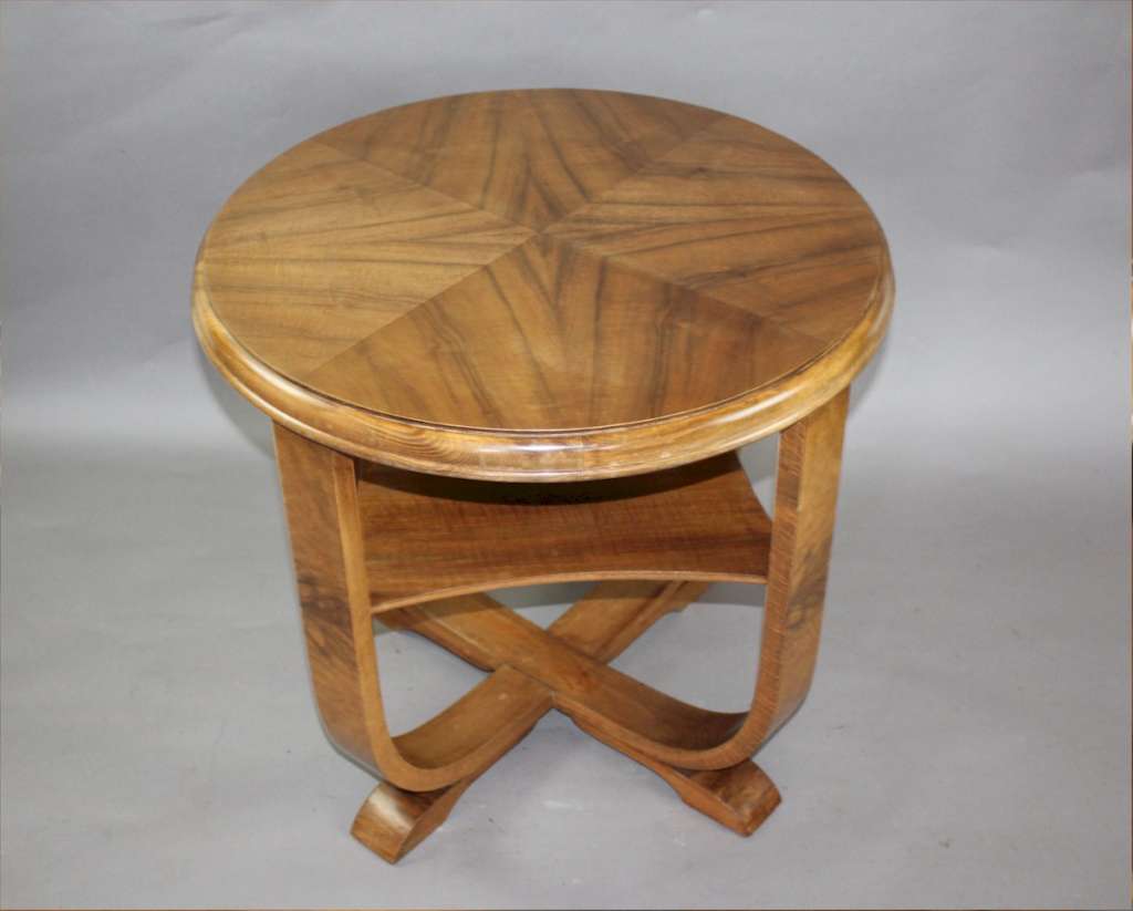 Art Deco walnut table on 