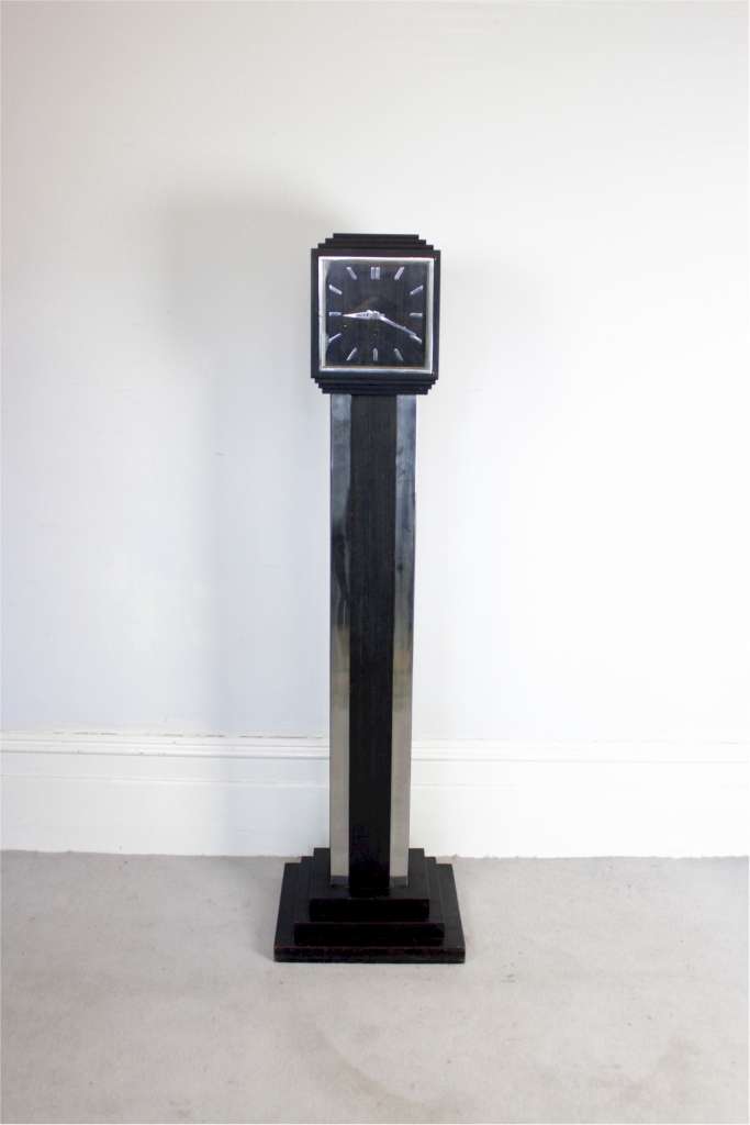 Art Deco grandmother clock in black and chrome c1930's