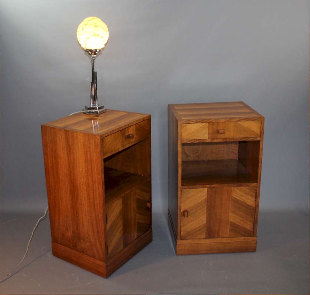 Art Deco pair of bedside cabinets by Heals