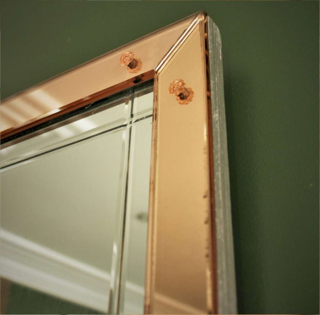  Art Deco peach framed mirror