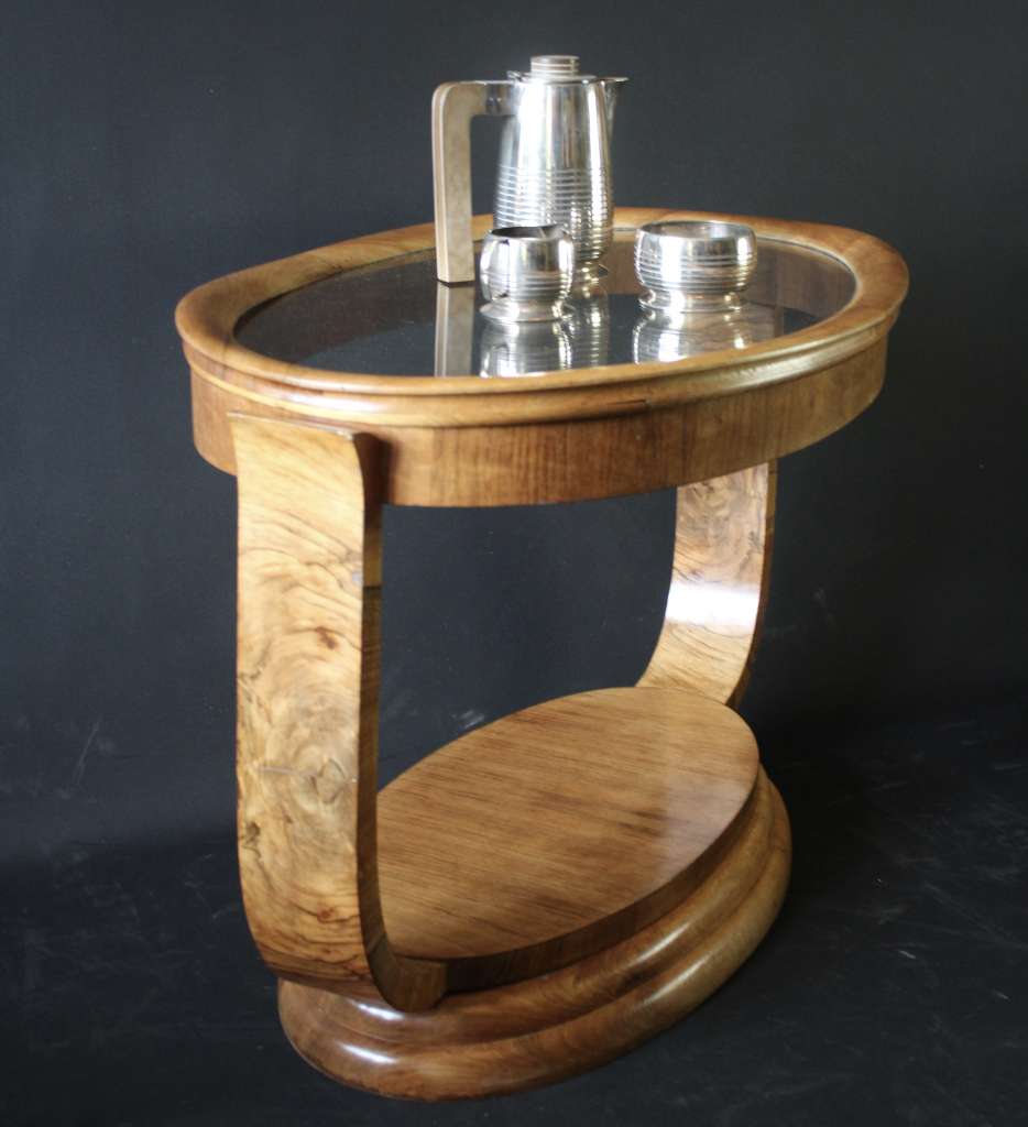 Art Deco coffee table on U shaped supports