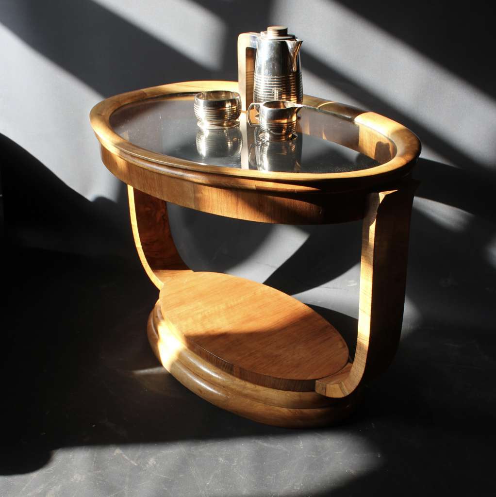 Art Deco coffee table on U shaped supports
