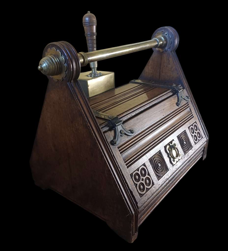 Christopher Dresser oak fireside scuttle