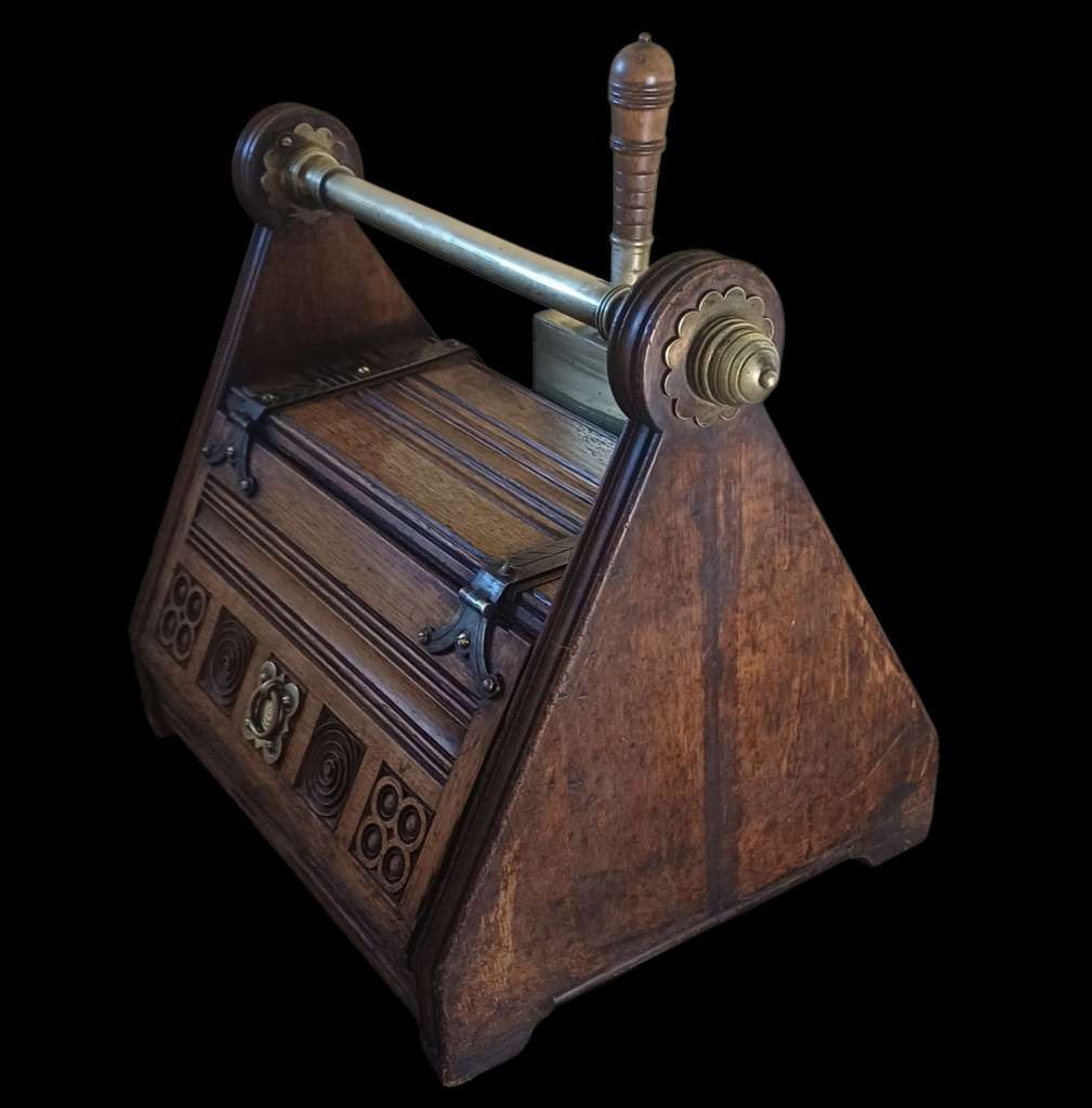 Christopher Dresser oak fireside scuttle