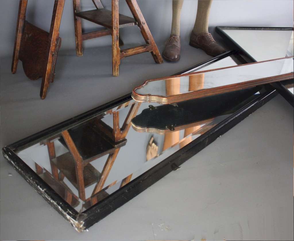 Victorian Antique Ebonised Shop Fitters Mirror