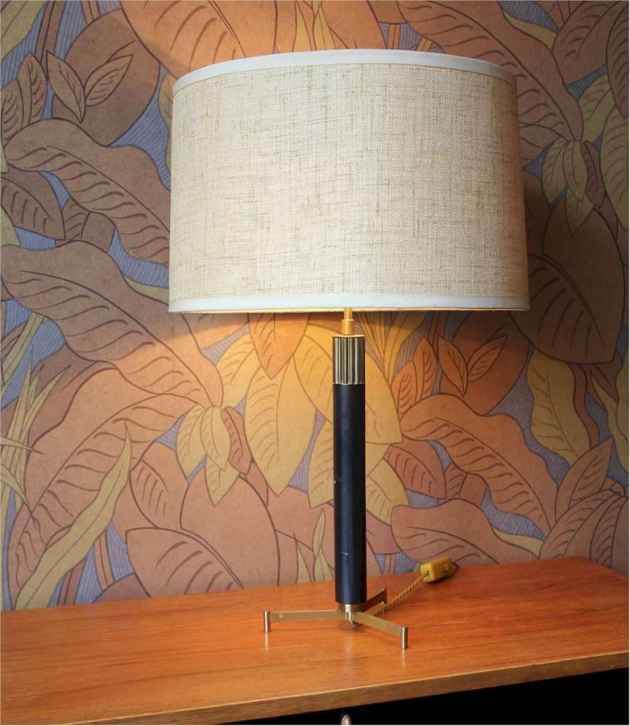 1950's table lamp on tripod brass base.