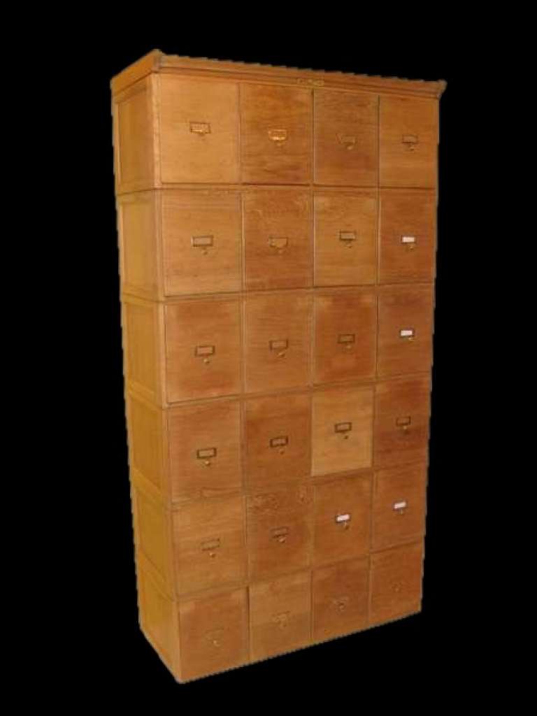 Oak Sectional Filing Cabinet With Brass Pulls