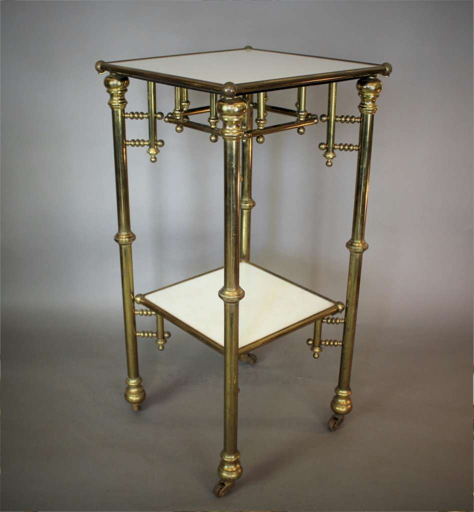 Quality French brass & vitrolite table c1900