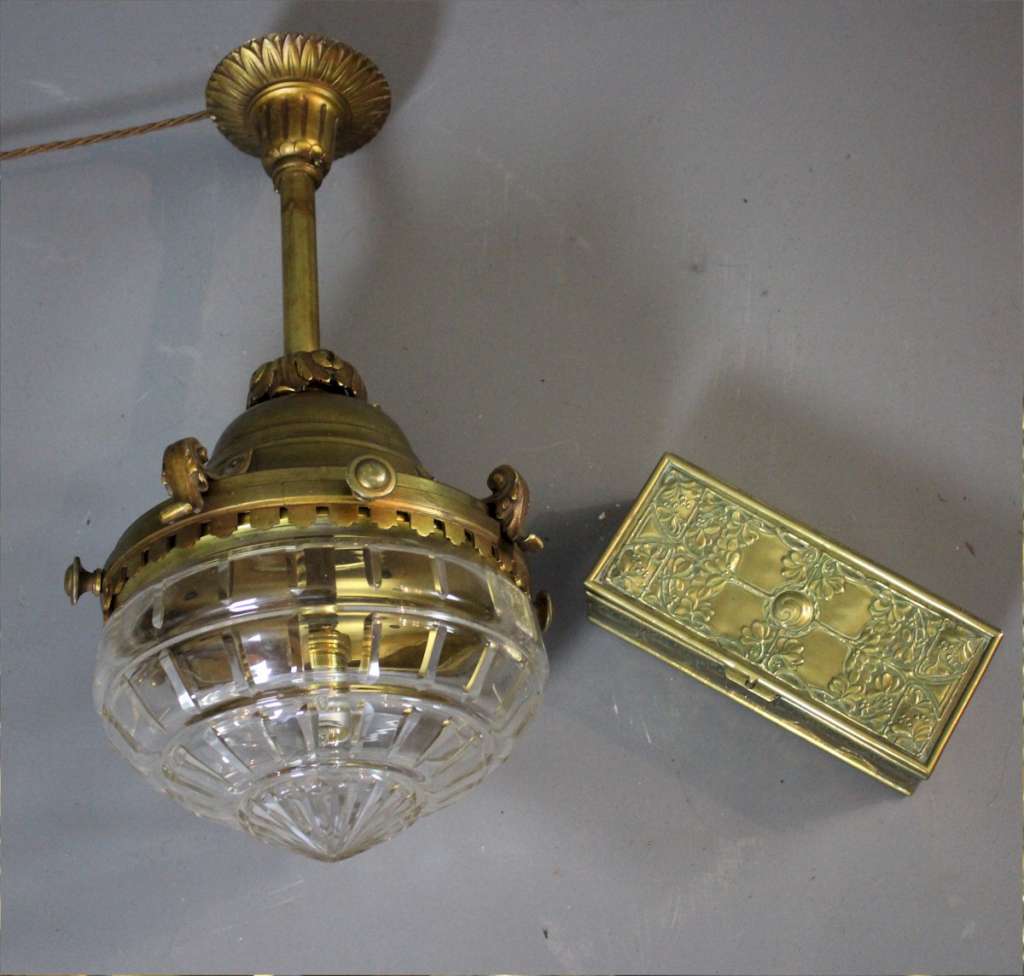 Quality brass and cut glass ceiling light