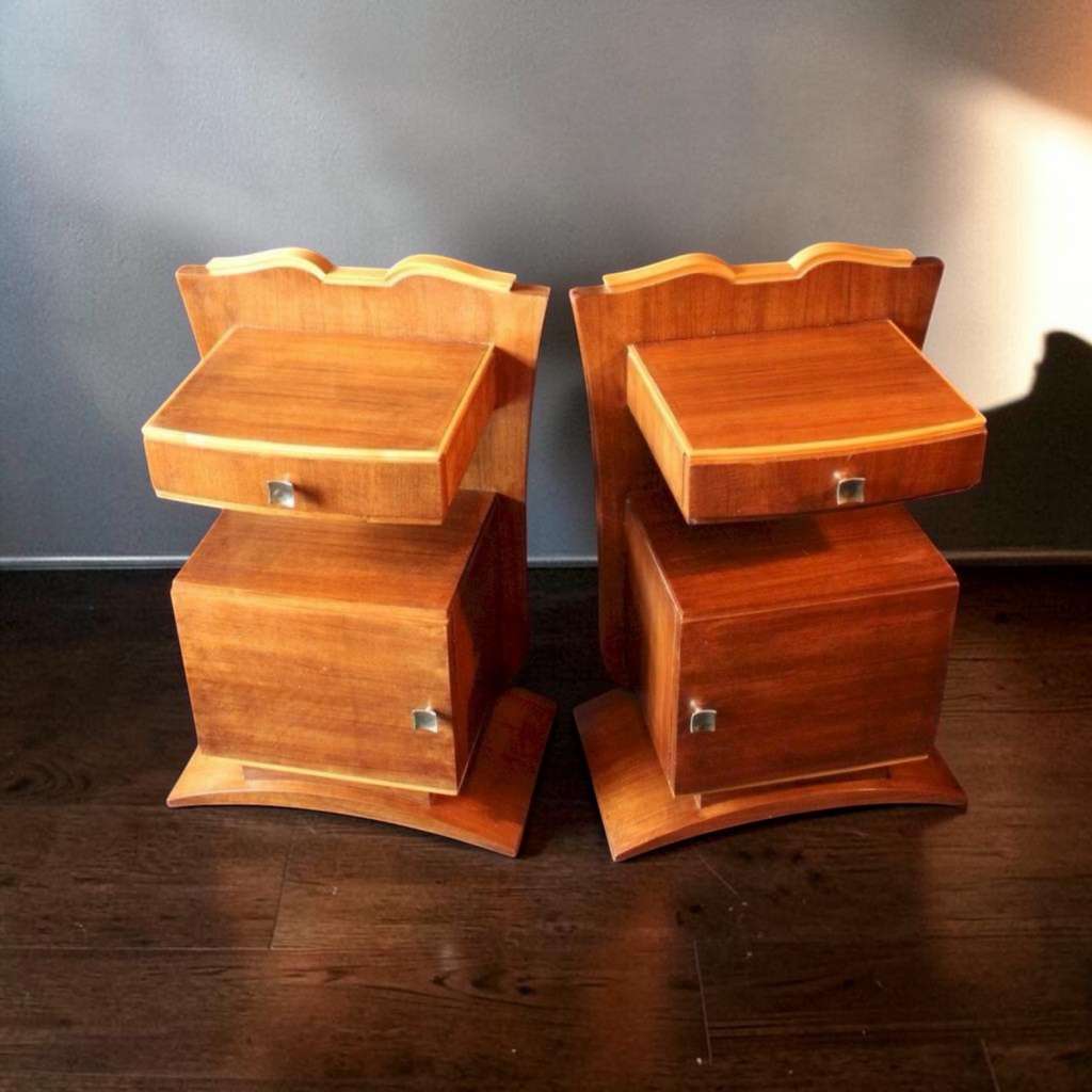 Art Deco Walnut Bedside Cabinets