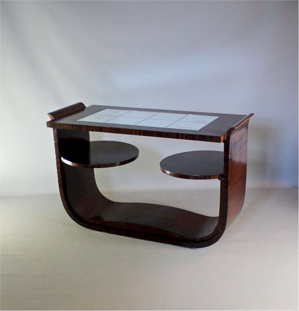 Art Deco nest of tables by Ray Hille in macassar veneer