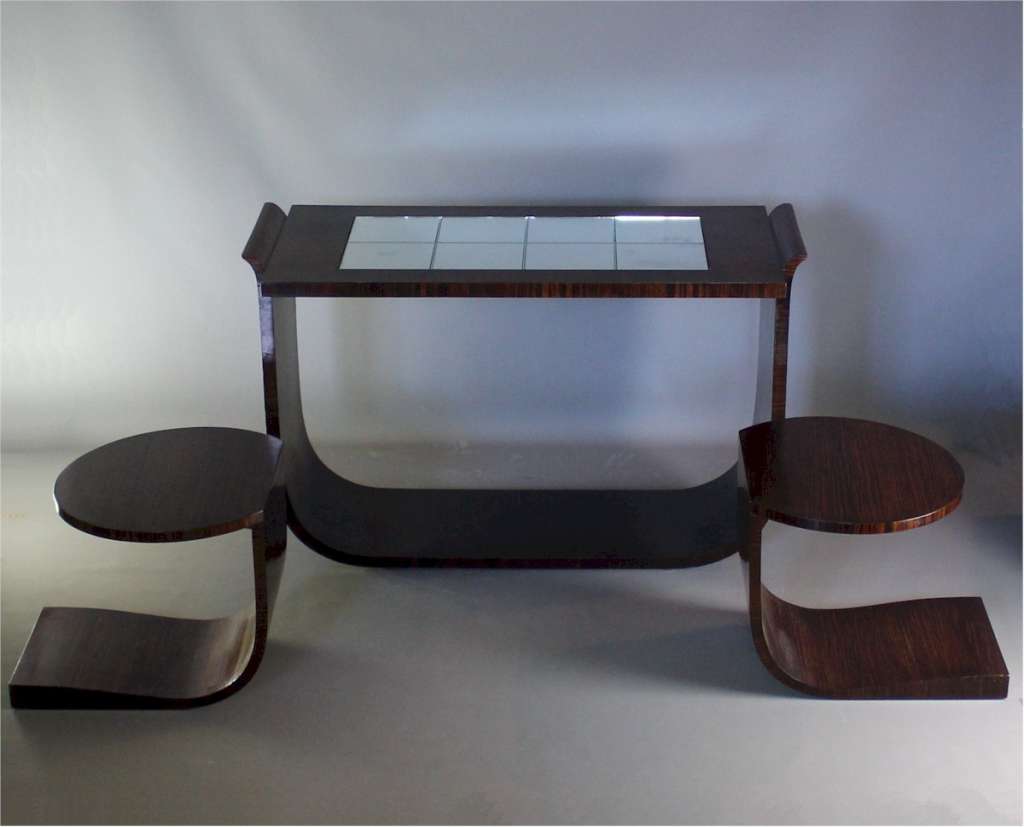 Art Deco nest of tables by Ray Hille in macassar veneer