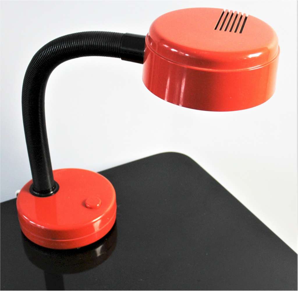 1970's bendy lamp in bright red plastic and black stem