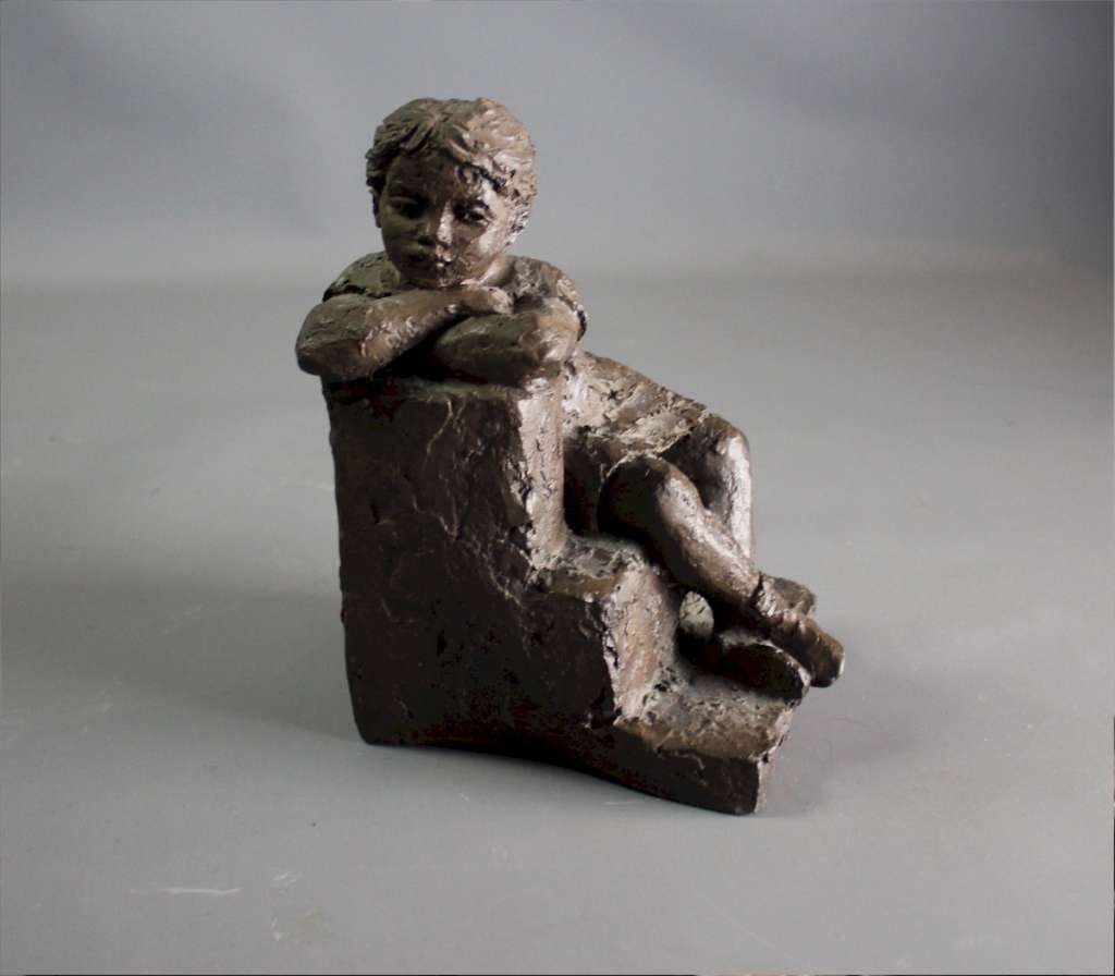  Karin Jonzen 'Girl On a Step' 1970's resin with a bronze finish