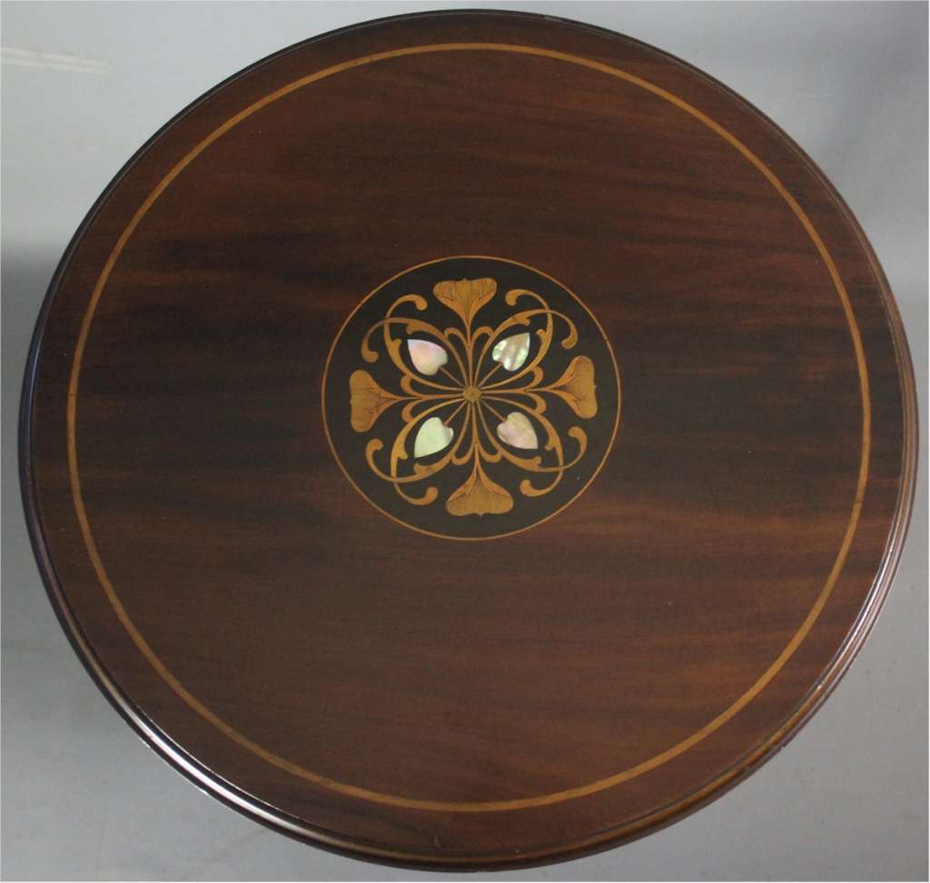Art Nouveau inlaid mahogany side table