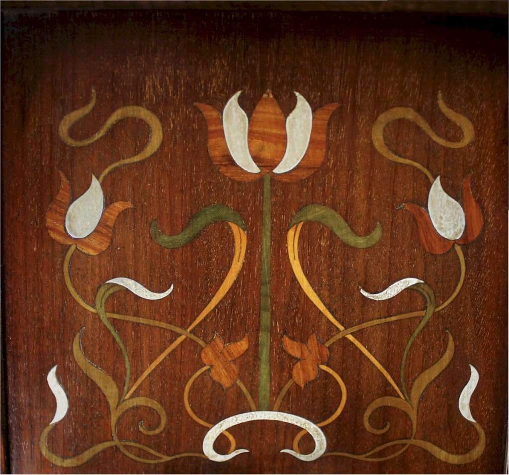 Art Nouveau mahogany inlaid planter