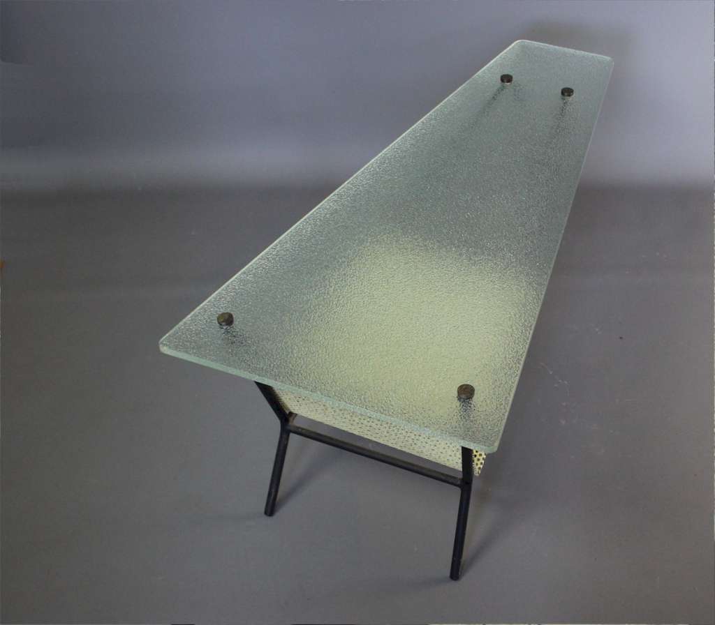 French glass coffee / end table designed by Robert Mathieu