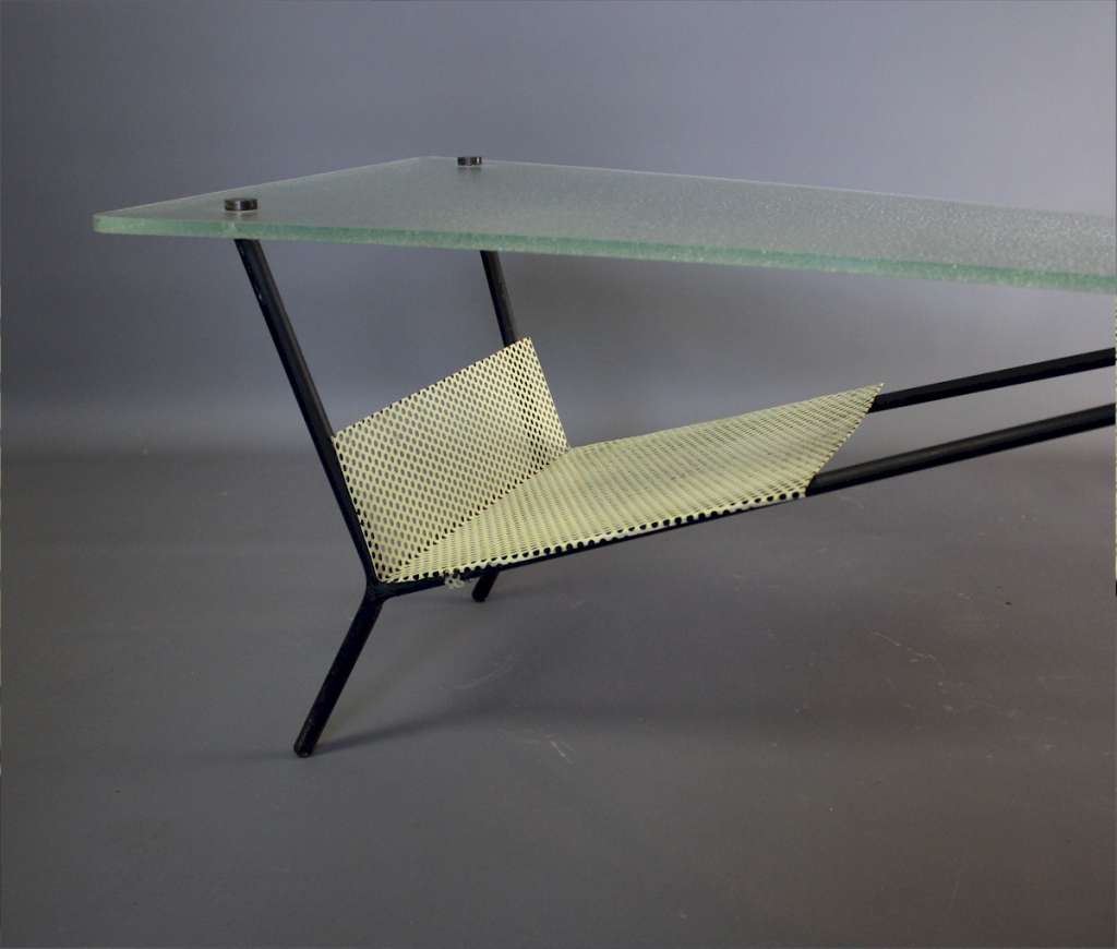 French glass coffee / end table designed by Robert Mathieu