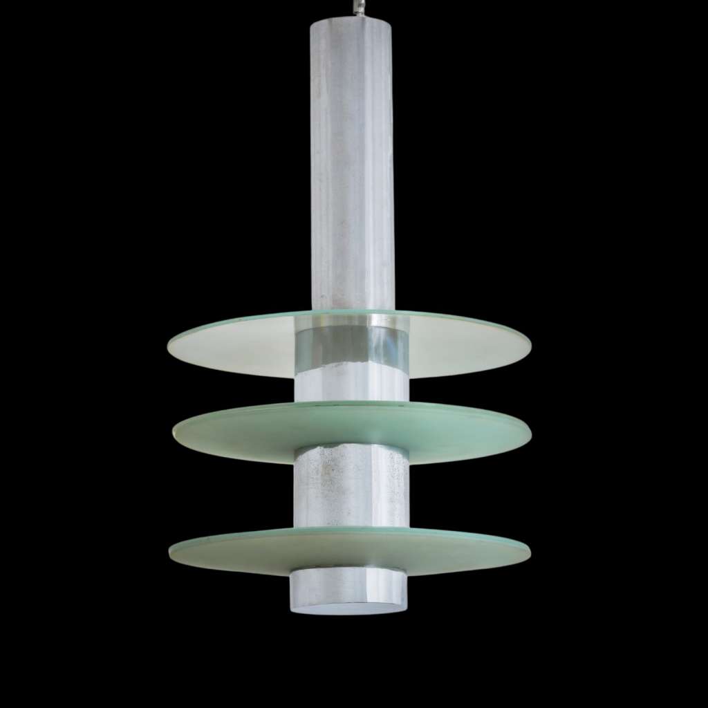 British modernist deco lamps from the 1930’s in chrome and glass
