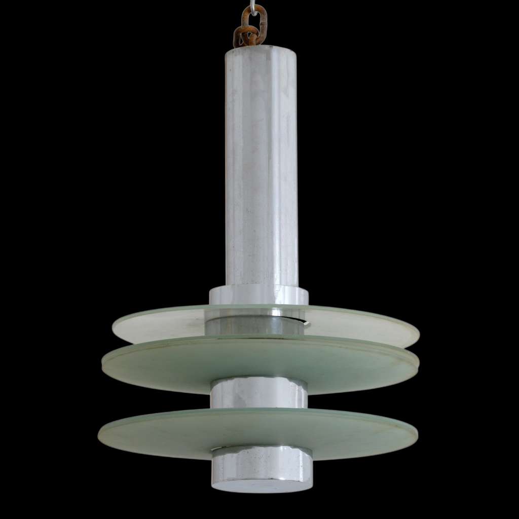 British modernist deco lamps from the 1930’s in chrome and glass