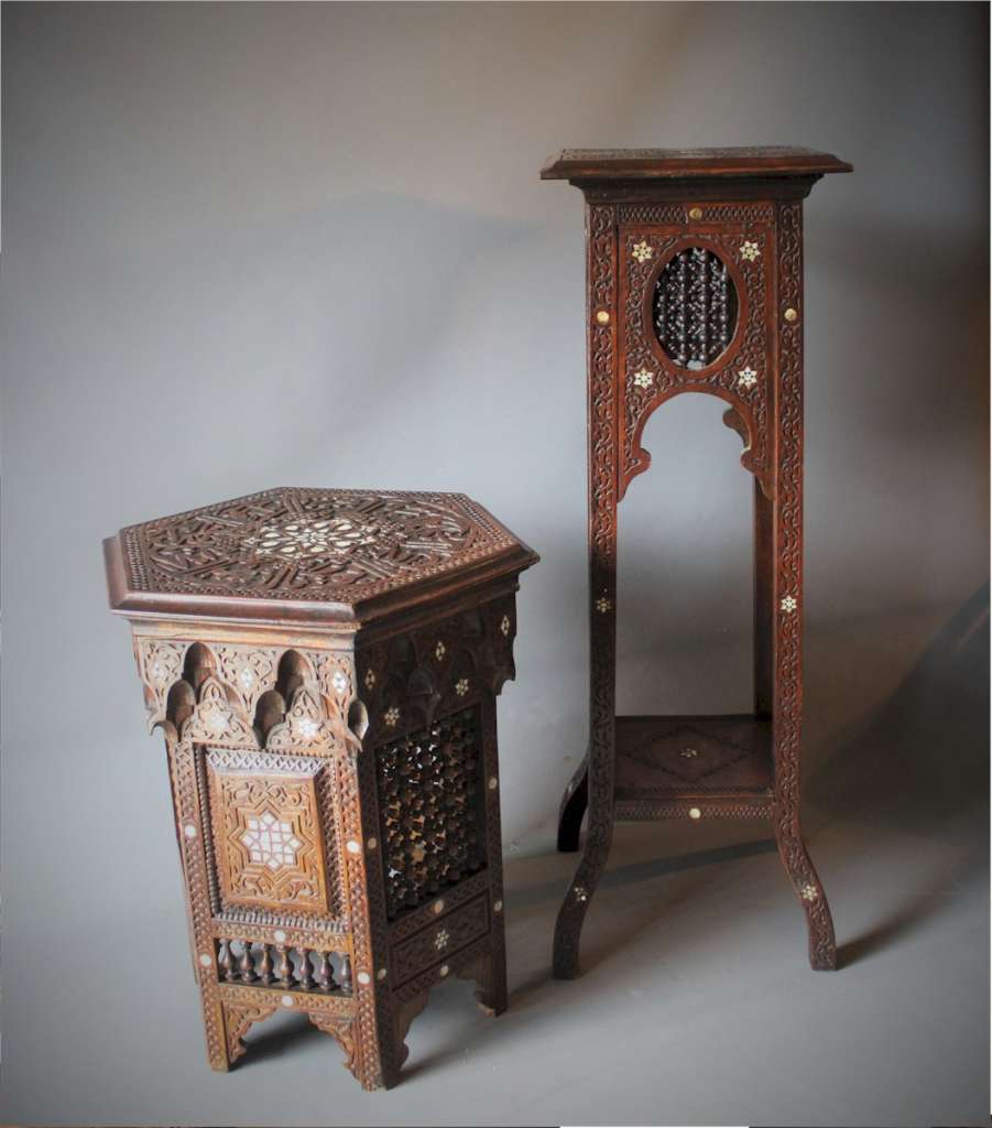 Moorish inlaid pedestal table