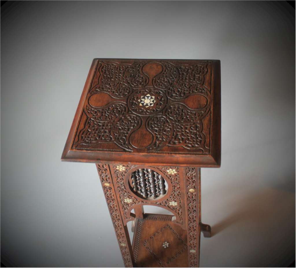 Moorish inlaid pedestal table