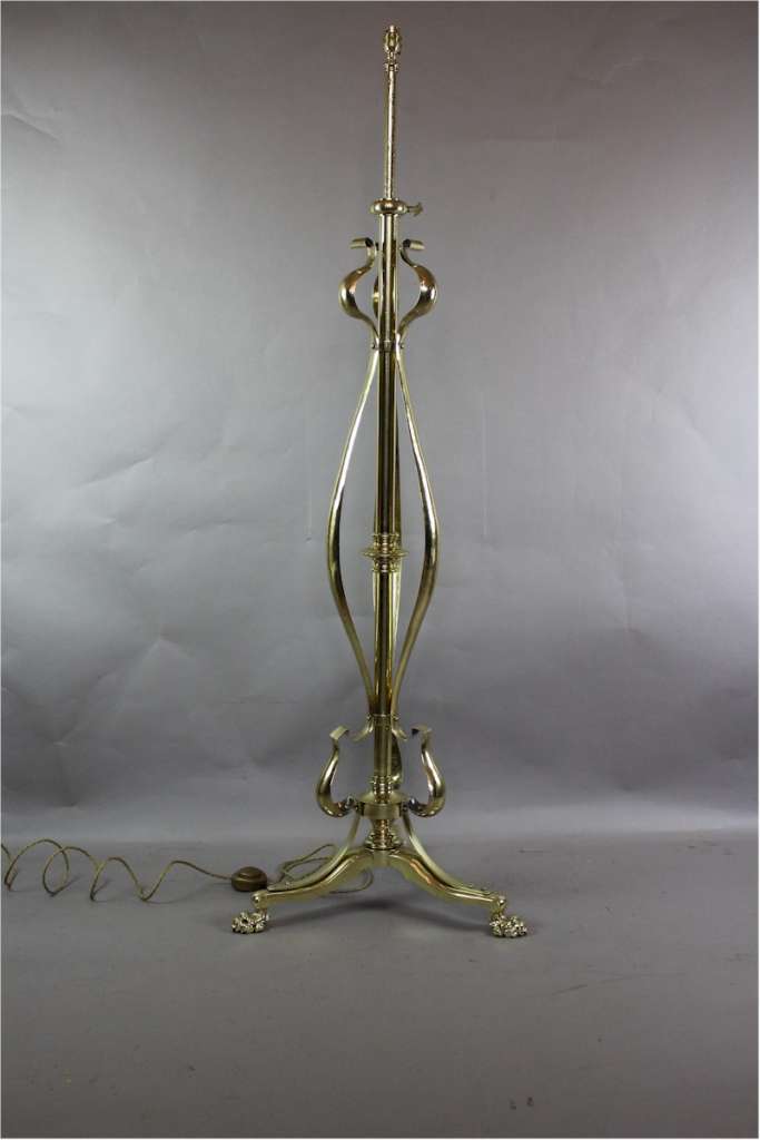 Art Nouveau brass adjustable standard / floor lamp c1900