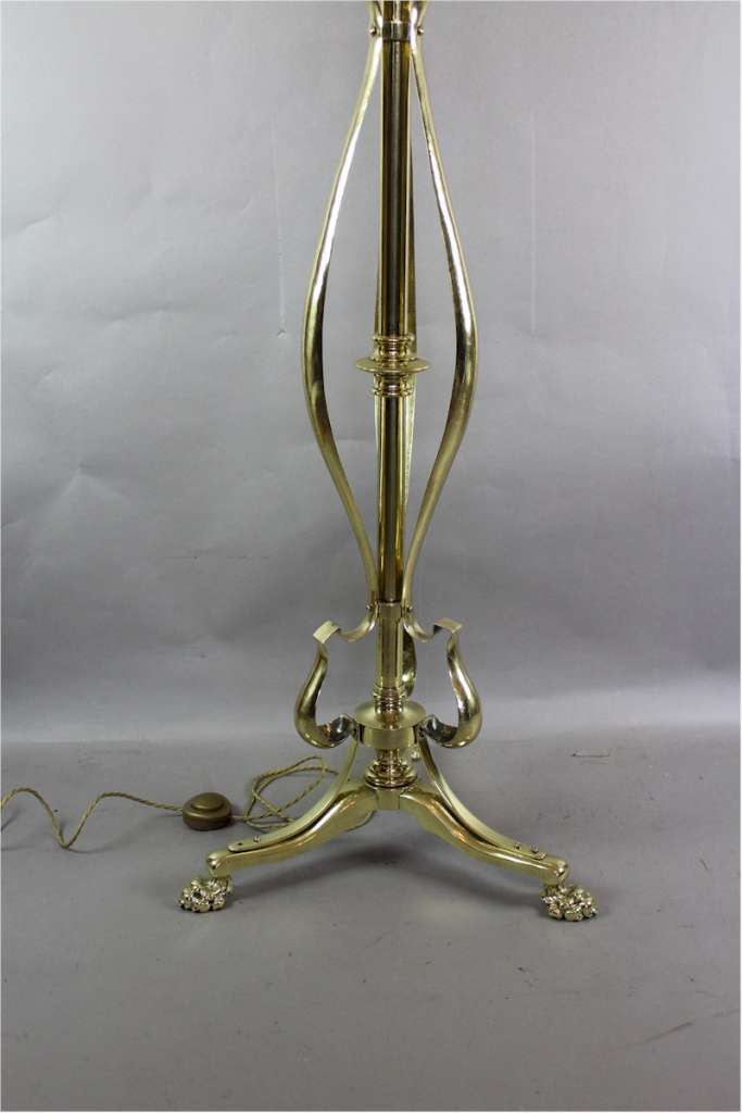 Art Nouveau brass adjustable standard / floor lamp c1900