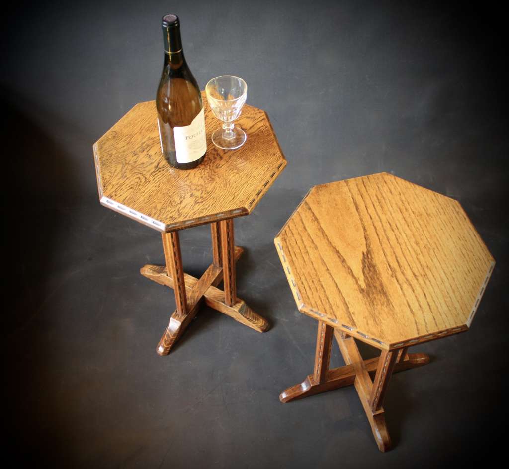 Cotswold School pair of wine tables in oak.