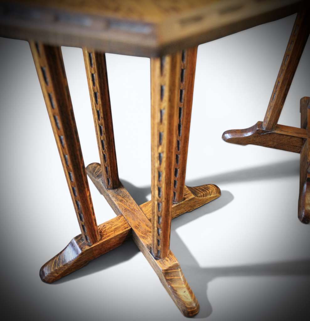 Cotswold School pair of wine tables in oak.