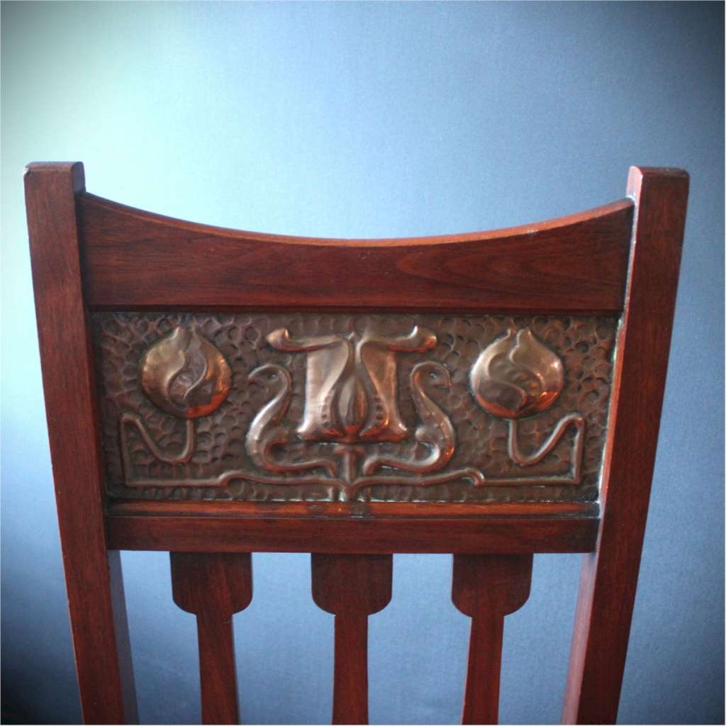 Shapland-Arts and Crafts chairs with copper backs