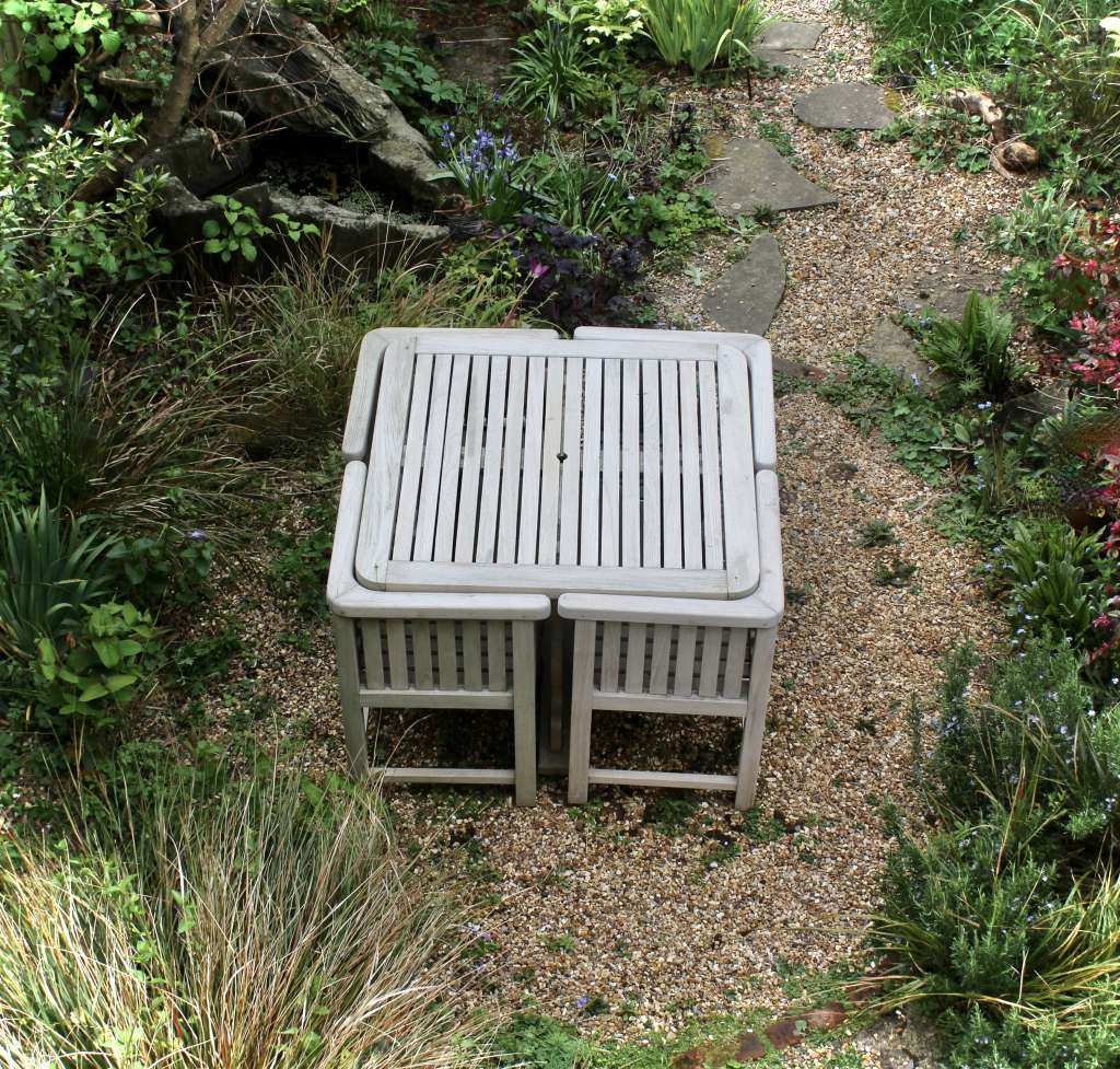  Reclaimed Teak Garden table with four wrap round chairs for Heals