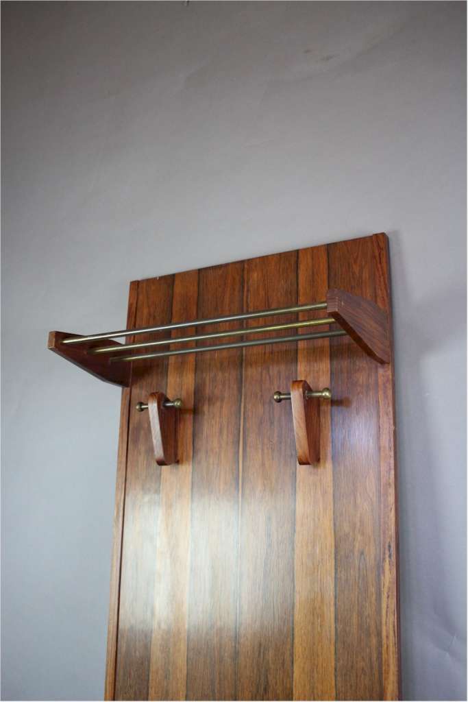 Mid-Century rosewood hallstands with brass and rosewood shelf / hooks. c1960's