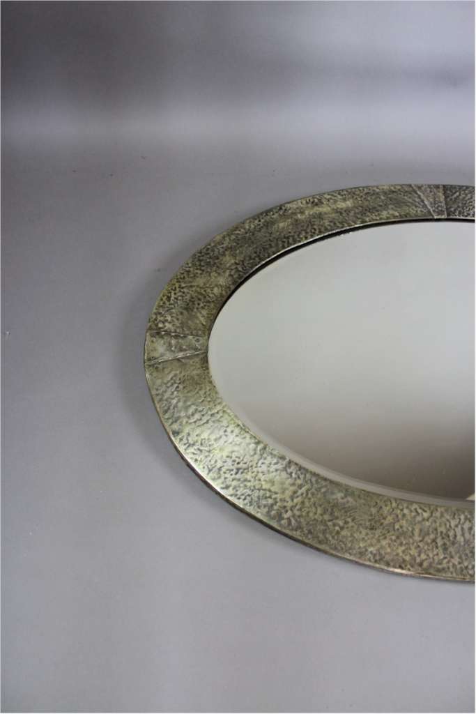 Arts and crafts oval wall mirror