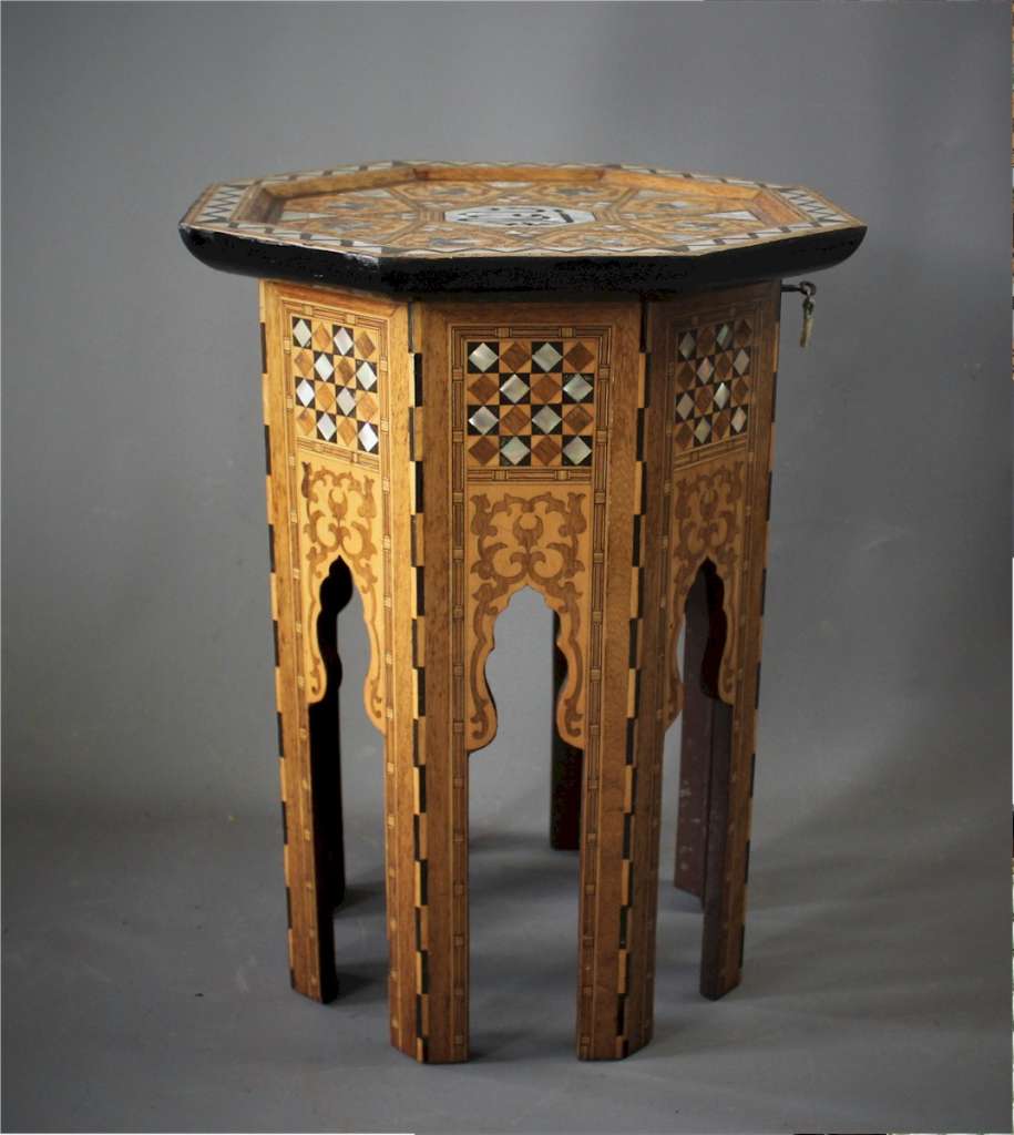Syrian Moorish inlaid Liberty octagonal sewing table