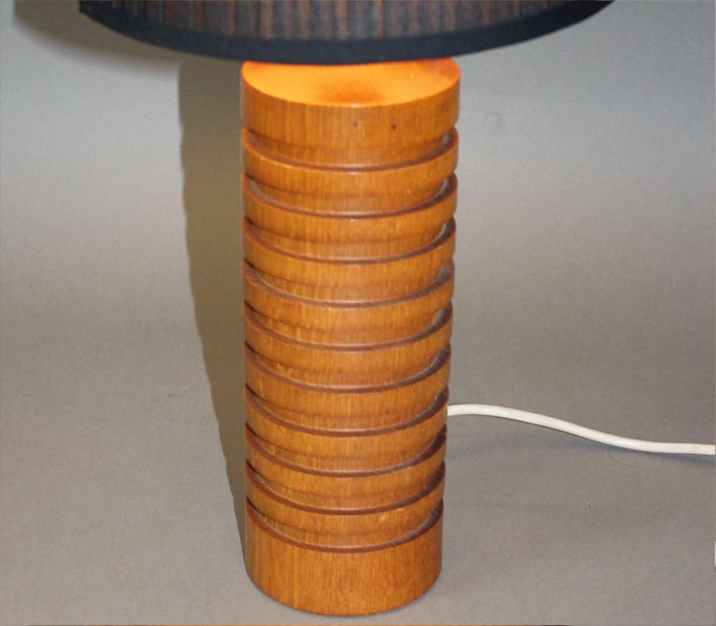 Mid Century large teak turned table lamp