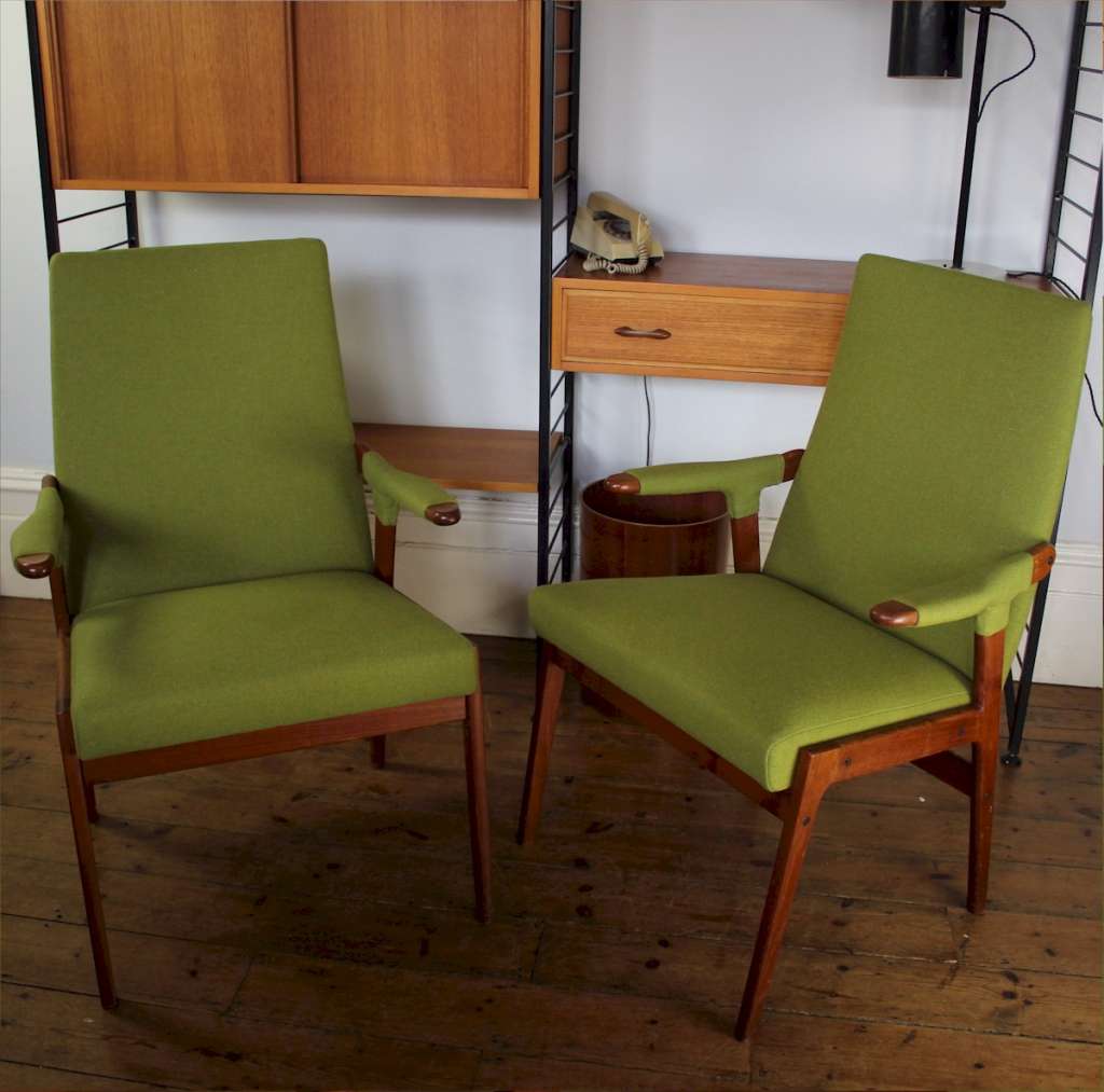 Pair of mid-century teak armchairs
