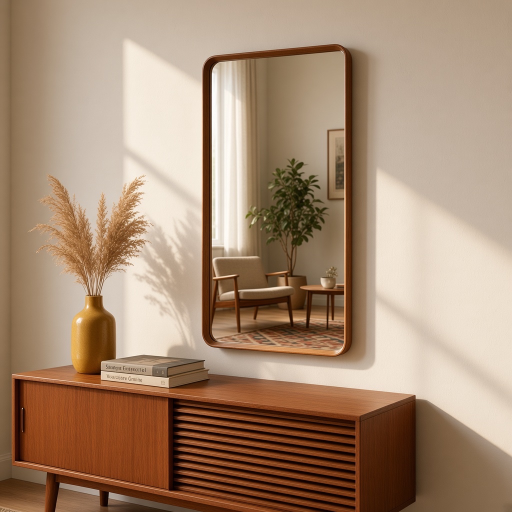 A Teak mid-century wall mirror