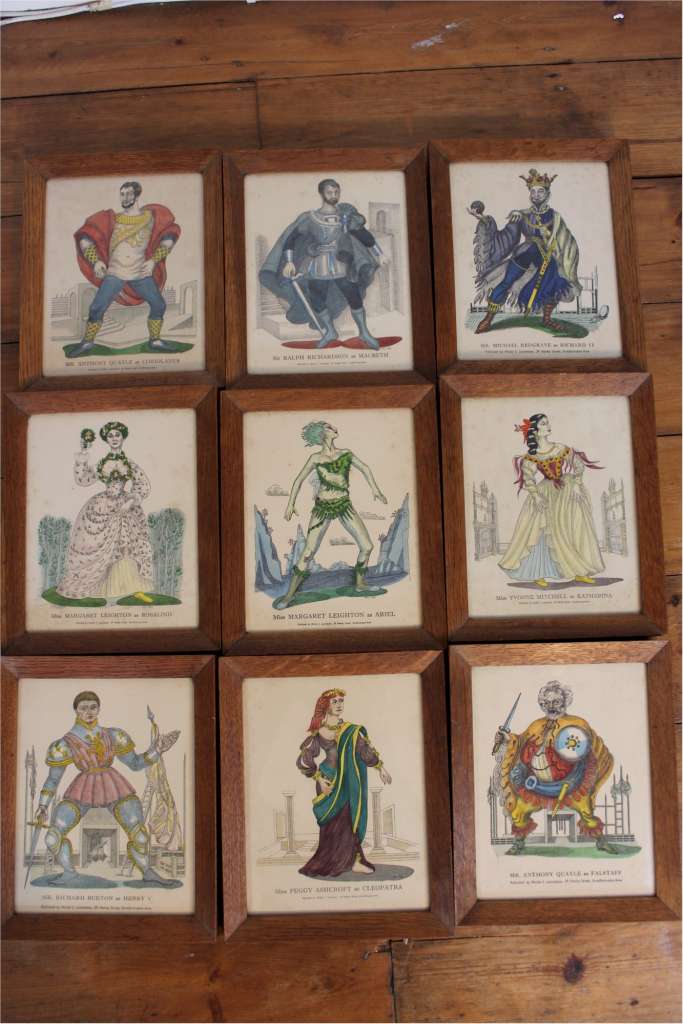 Wonderful set of nine theatre Shakespearian portrait prints