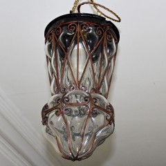 Copper lantern with clear blown glass c1950