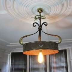 Arts and Crafts brass ceiling light
