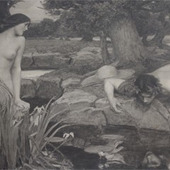 Pre Raphaelite print Echo and Narcisuss by J W Waterhouse 1903