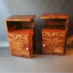 Walnut Art Deco pair of Bedside Cabinets
