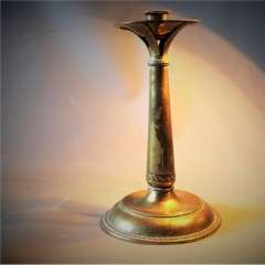 Rare arts and crafts brass candlestick by Alfred Hughes