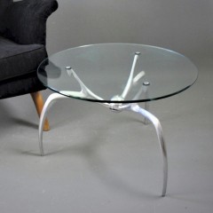 Contemporary aluminium and glass crab coffee table.