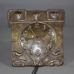 Brass arts and crafts wall clock c1900